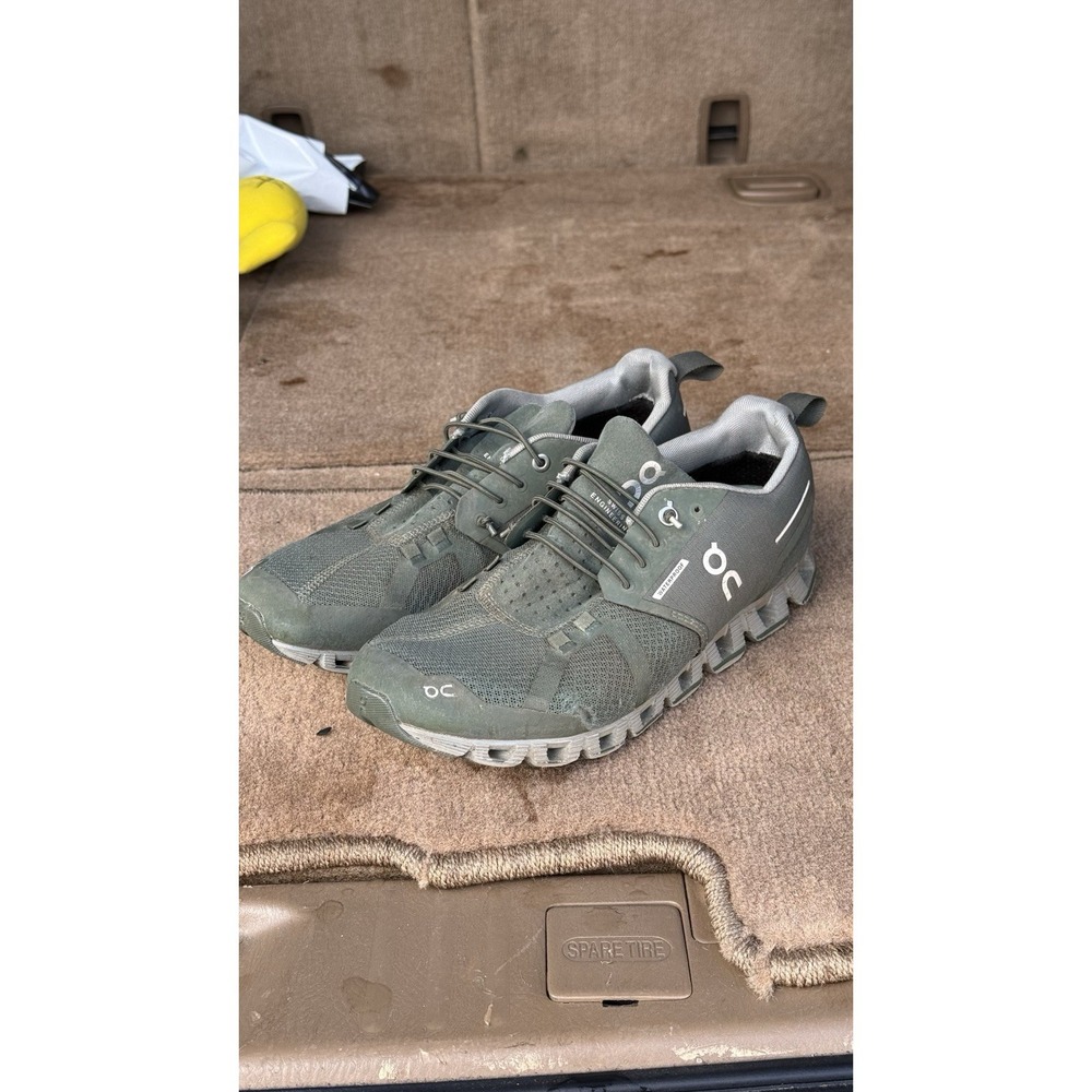 On Cloud Waterproof Mens 8 Running Shoes Forest Lunar Green Olive Sneakers